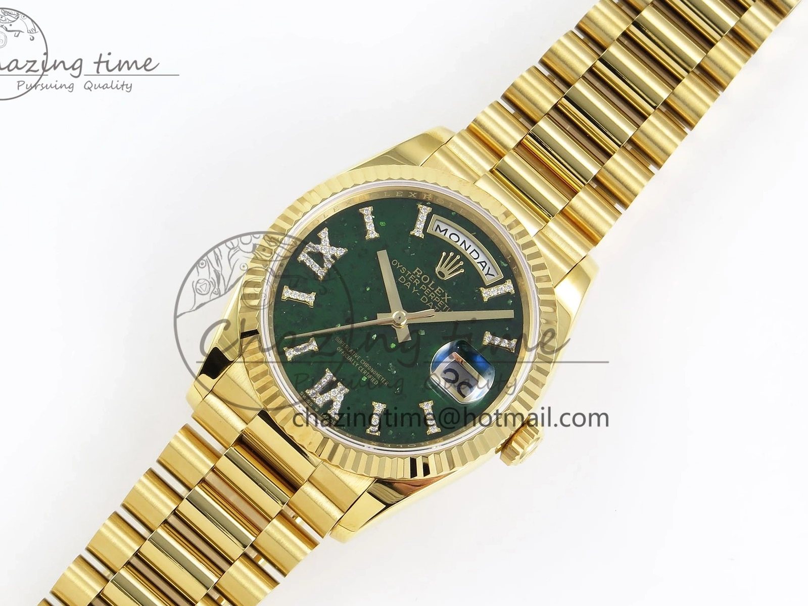 Dial 36 Green Edition YG Bracelet RAF YG Best on A2836 1:1 Date Stone Day Roman 0215